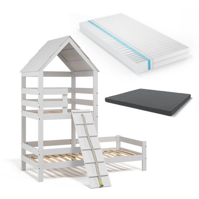 VitaliSpa® Kinderbett Teddy Weiß, 90 x 200 cm mit 2 Matratzen günstig online kaufen