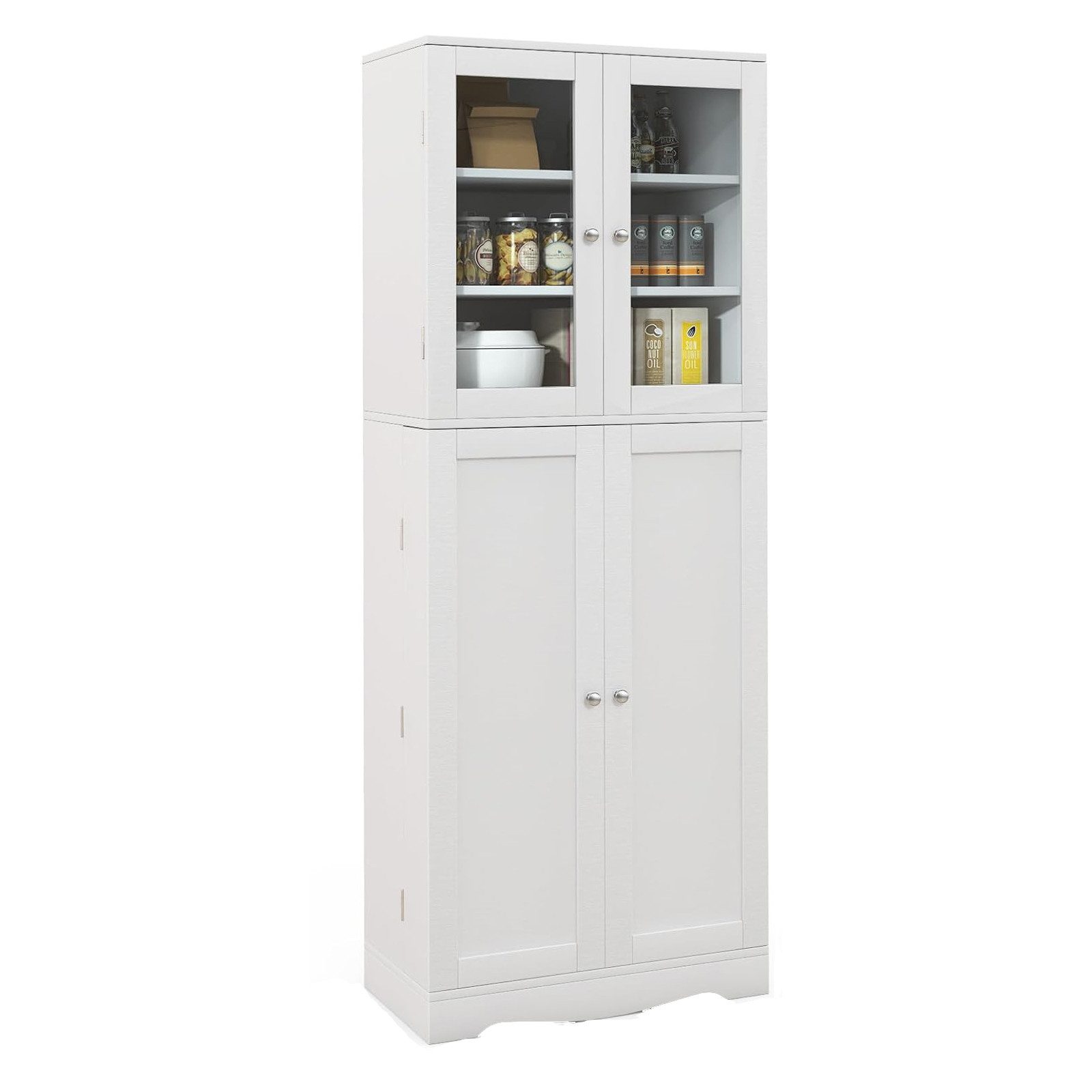 KOMFOTTEU Küchenbuffet Küchenschrank mit 2 Glastüren günstig online kaufen