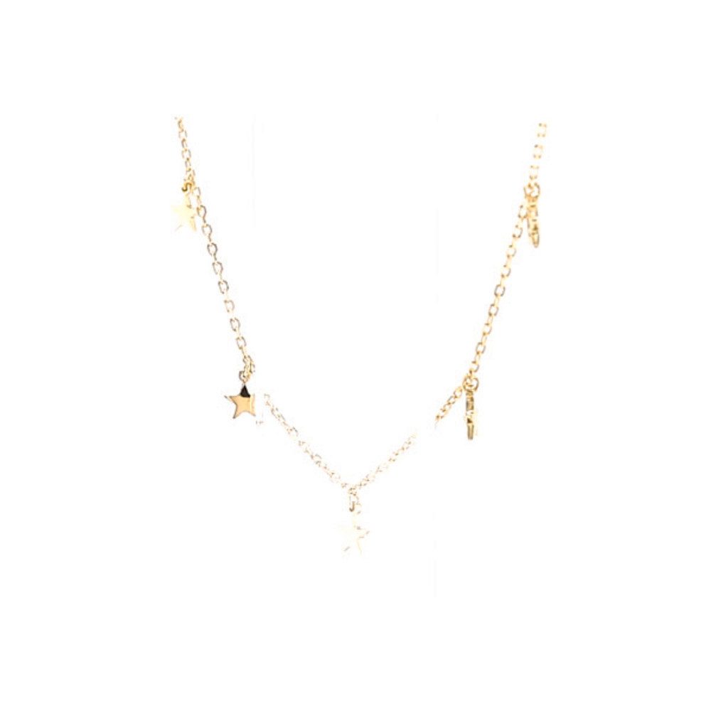 Cavill Silberkette Silbercollier 925 vergoldet mit Stern-Anhänger, 45,5-49,5 cm (1-tlg)
