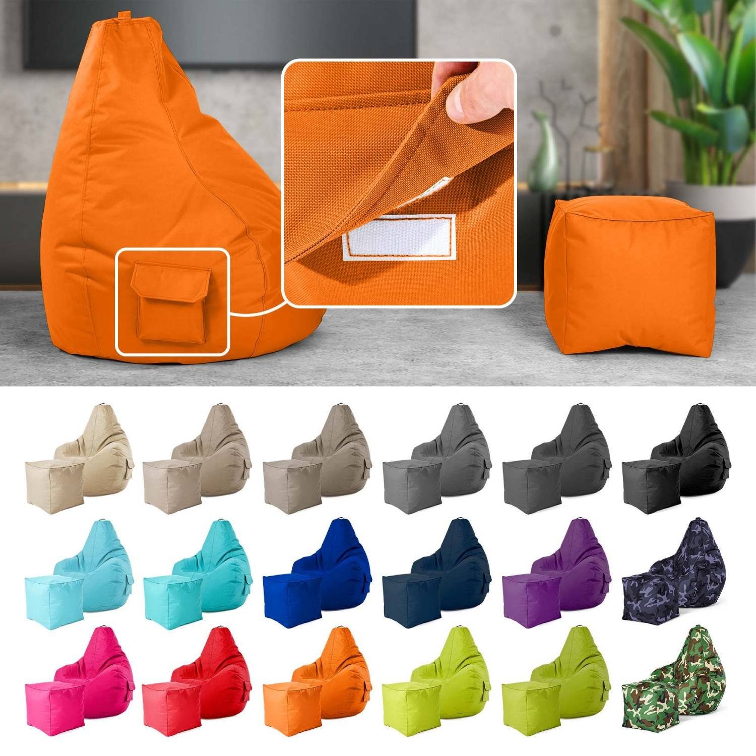 Green Bean Sitzsack Gaming Sitzsack + Hocker Cozy+Cube (2er Set Sitzsack + günstig online kaufen