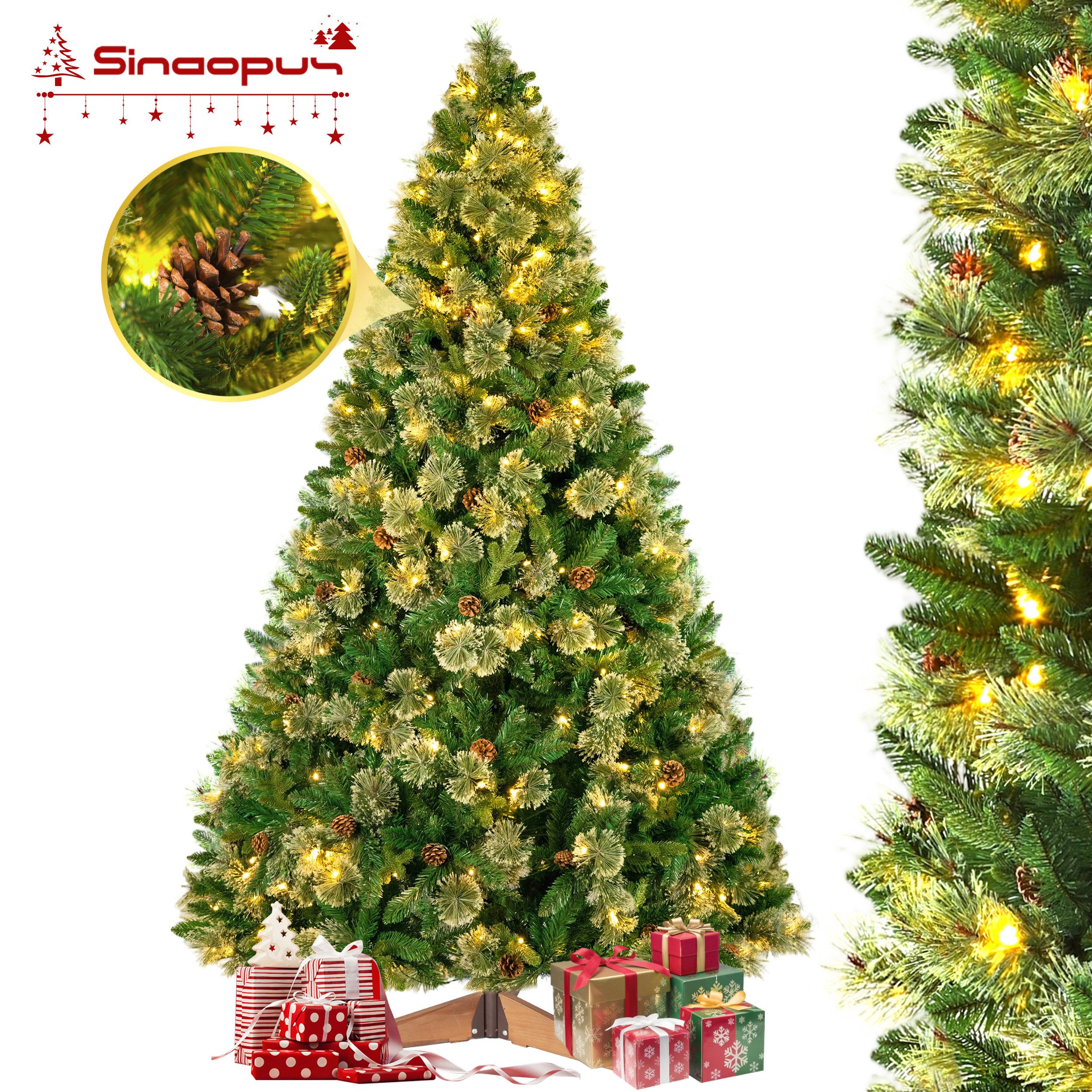 Sinaopus Künstlicher Weihnachtsbaum mit Beleuchtung, Tannenzapfen, PVC+PE, günstig online kaufen