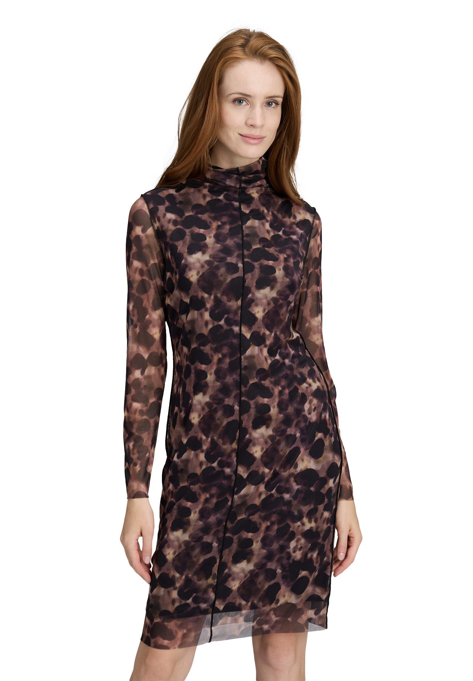 Cartoon Meshkleid Damen Mesh-Kleid mit Kragen