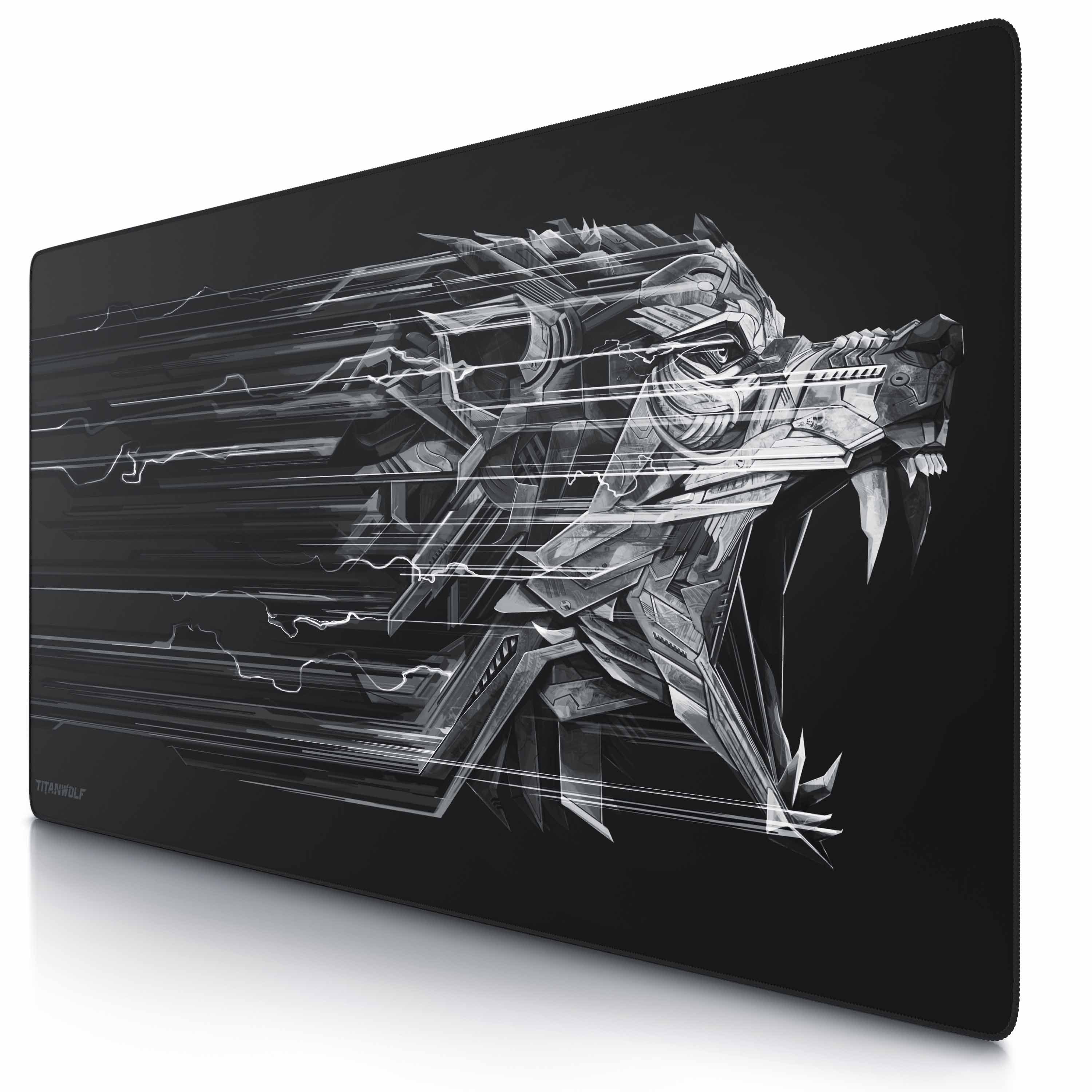 Titanwolf Gaming Mauspad XXXL Speed Mousepad 1200 x 600 x 3 mm, große Tischunterlage, rutschfest, abwaschbar, Geschwindigkeit & Präzision, Wolf Epsilon