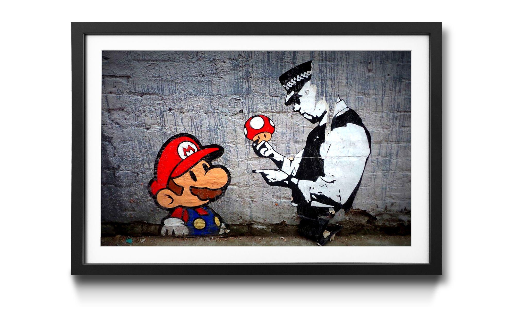 Größen Wandbild, 4 WandbilderXXL erhältlich Mario, Caught in Kunstdruck Banksy,