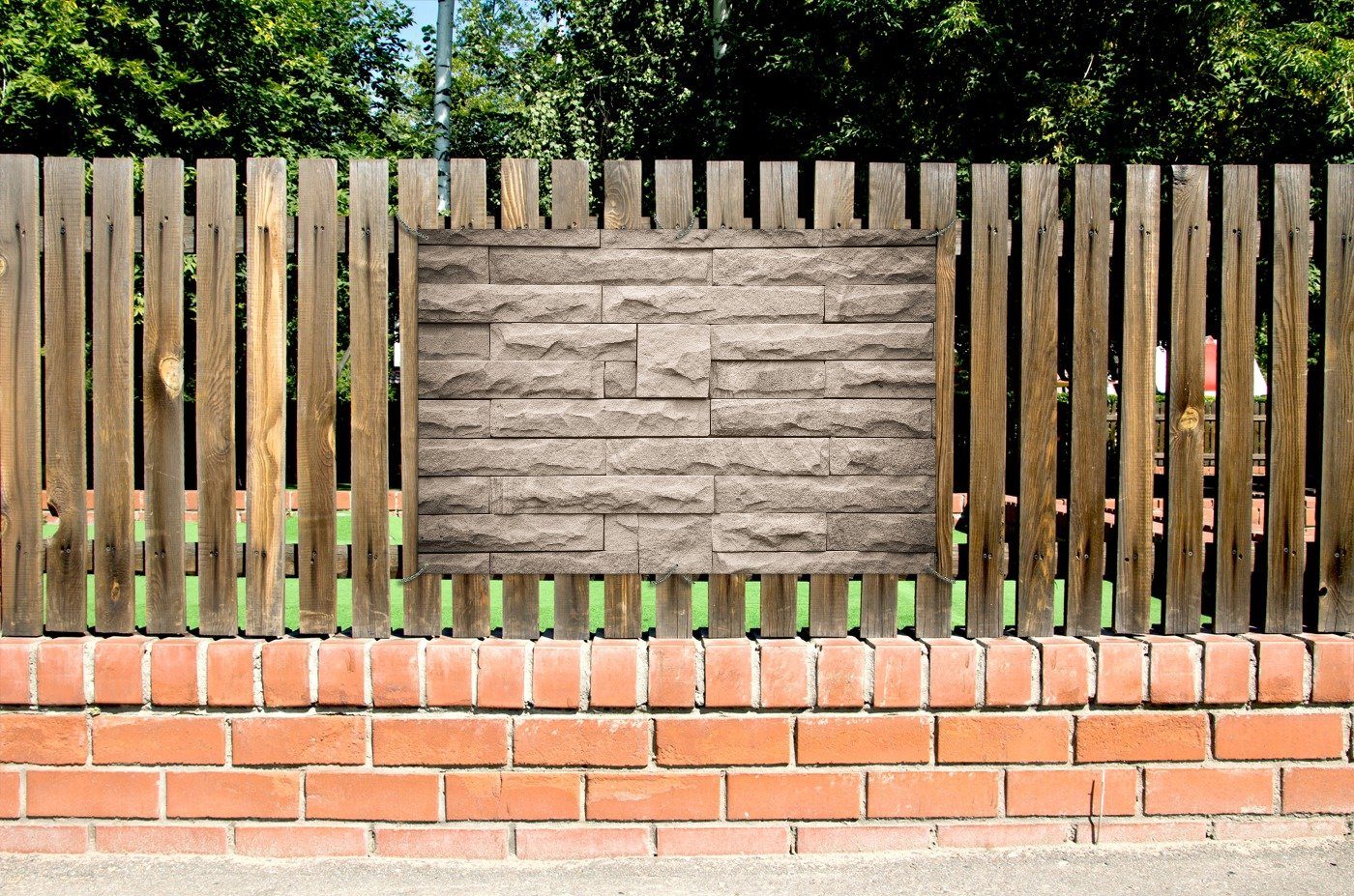 Wallario Sichtschutzzaunmatten Steinwand grau-braun