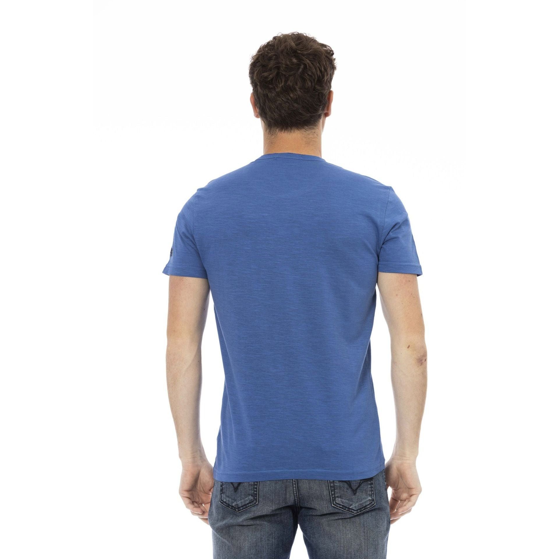 T-Shirt Note aber Trussardi Action Es Logo-Muster stilvolle subtile, aus, Trussardi Blau zeichnet sich verleiht eine T-Shirts, das das durch