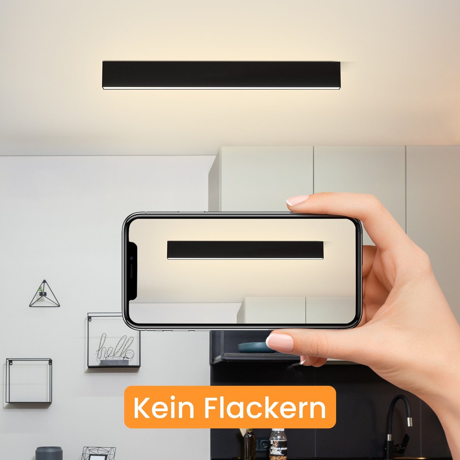 schwarz integriert, > Deckenbeleuchtung, Deckenleuchte 50CM Tageslichtweiß, Modern 80, Memoryfunktion, Dimmbar, 29W Farbwiedergabeindex fest Fernbedienung mit dimmbar, Flimmerfrei ZMH LED