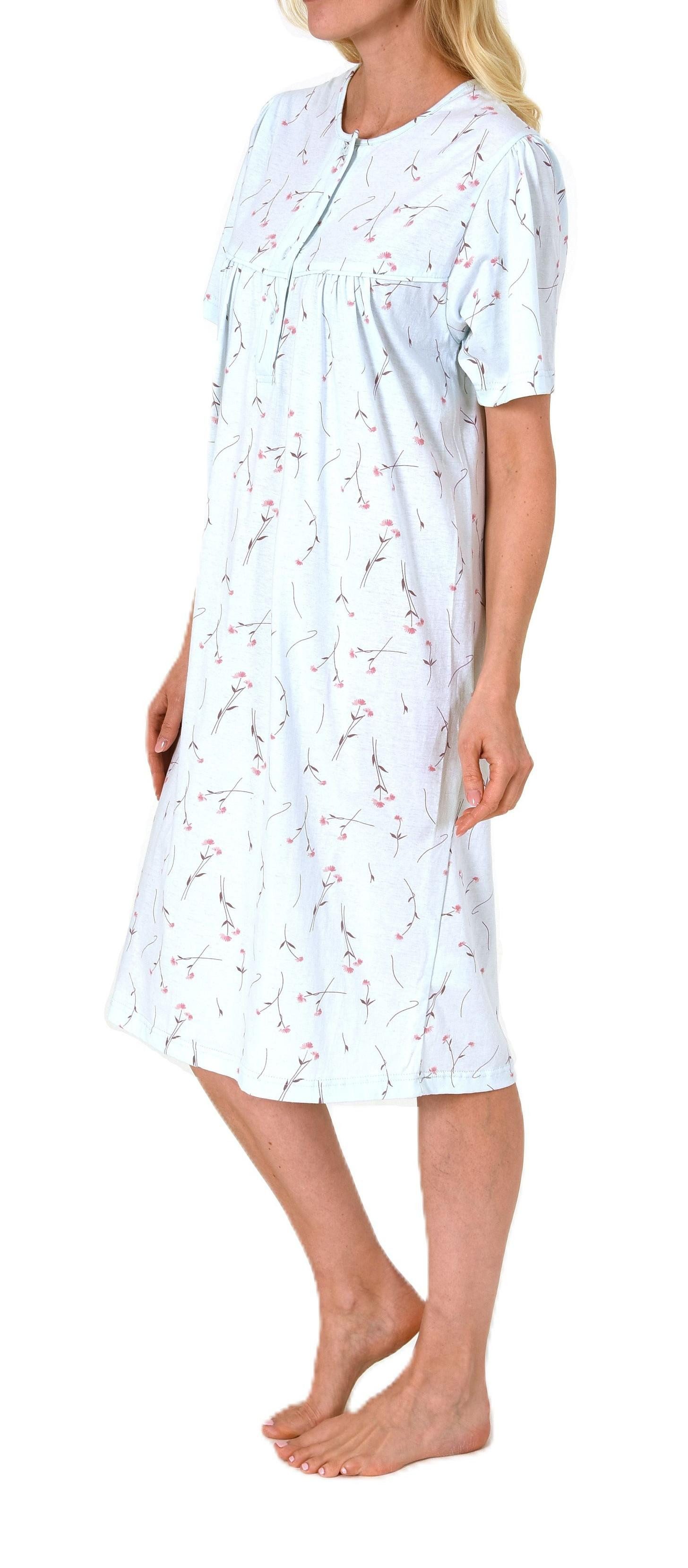 Normann Nachthemd Elegantes frauliches Damen kurzarm Nachthemd mit Knopfleiste am Hals – Bild 3 von 5