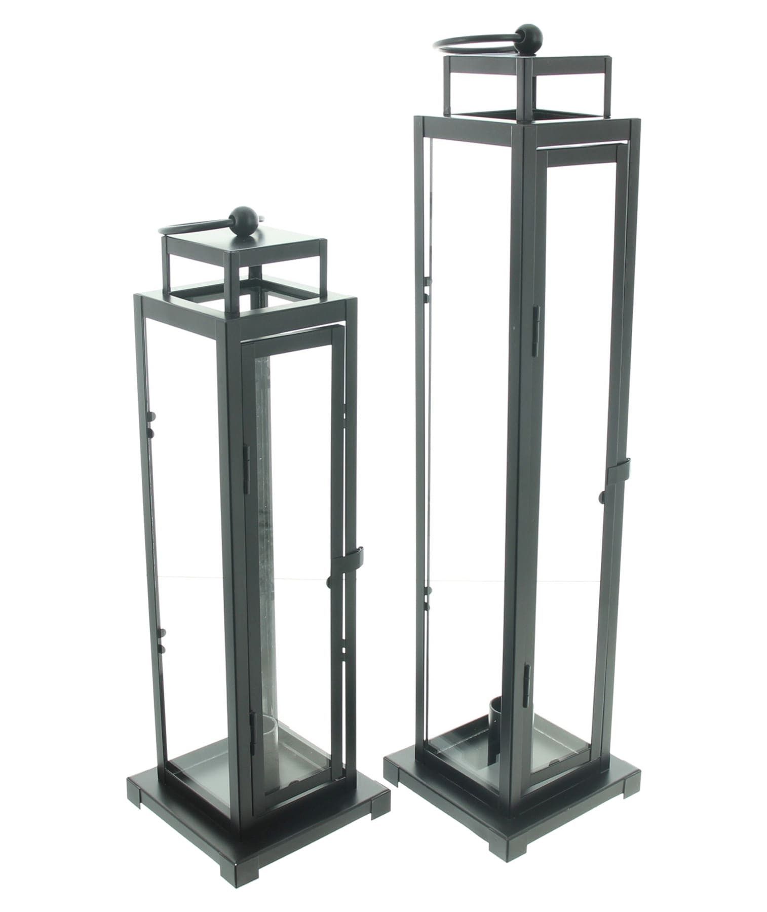 Dekoleidenschaft Kerzenlaterne "Modern Black" Metall Laterne, Windlicht, Kerzenständer, Kerzenhalter (2 St., im Set), Metalllaterne schwarz, 34 + 44 cm hoch