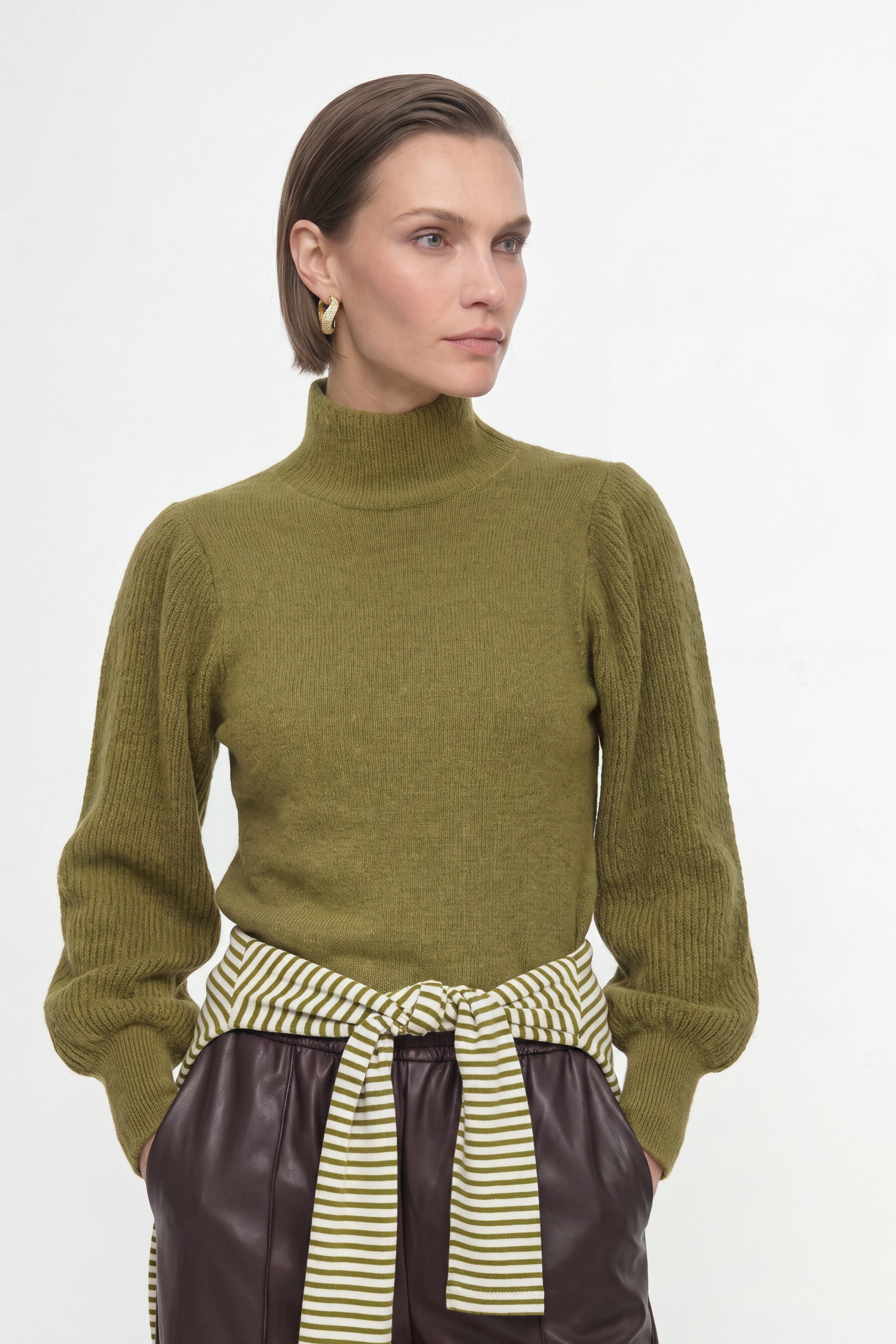RICHROYAL Stehkragenpullover Regular fit mit Alpakawolle, Stehkragen, Puffärmel
