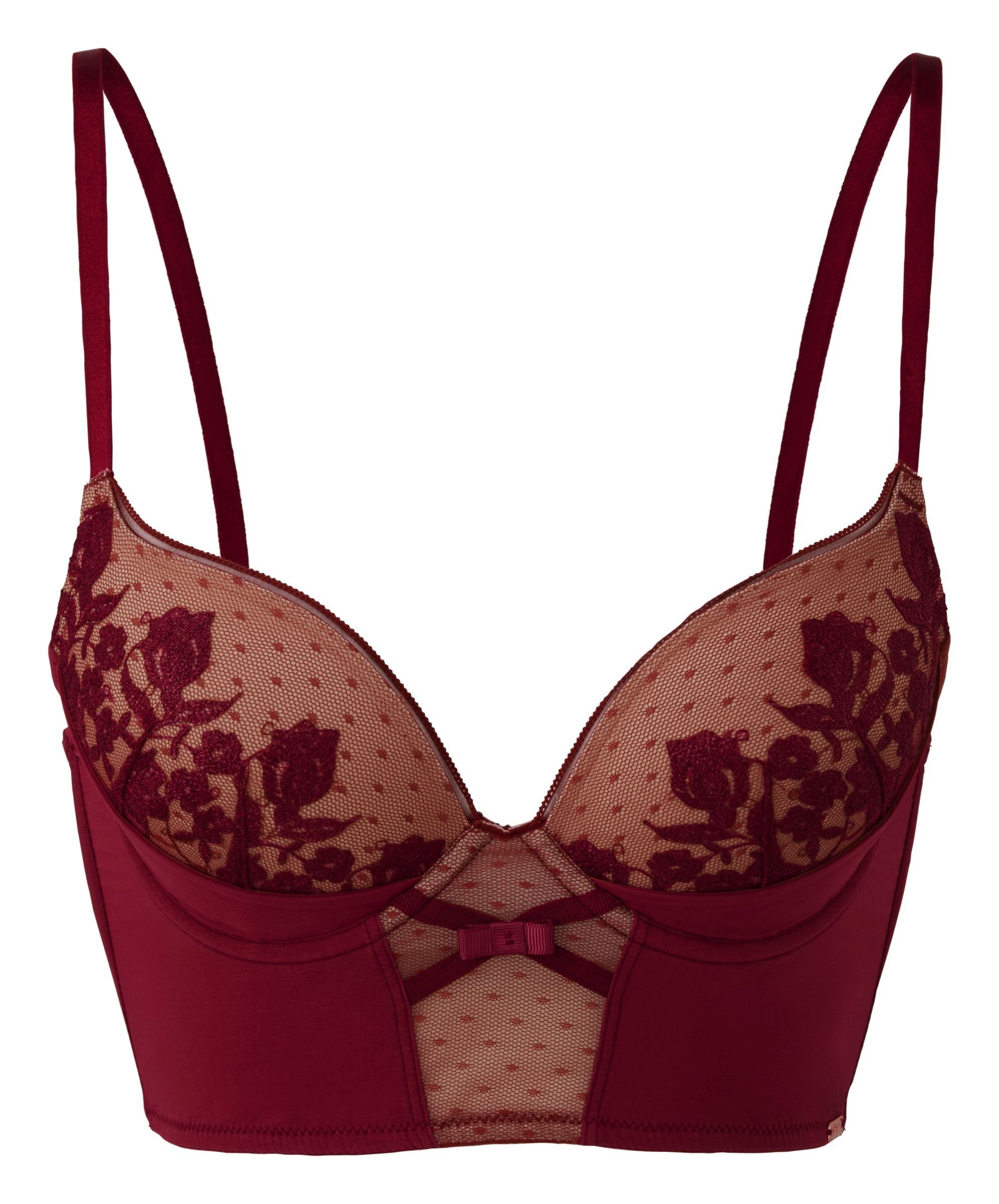 Gossard Longline-BH VIP Romanchic Push-Up Longline BH Bordeaux (Longline BH, 1-tlg., Teilspitze) verführerisch sexy