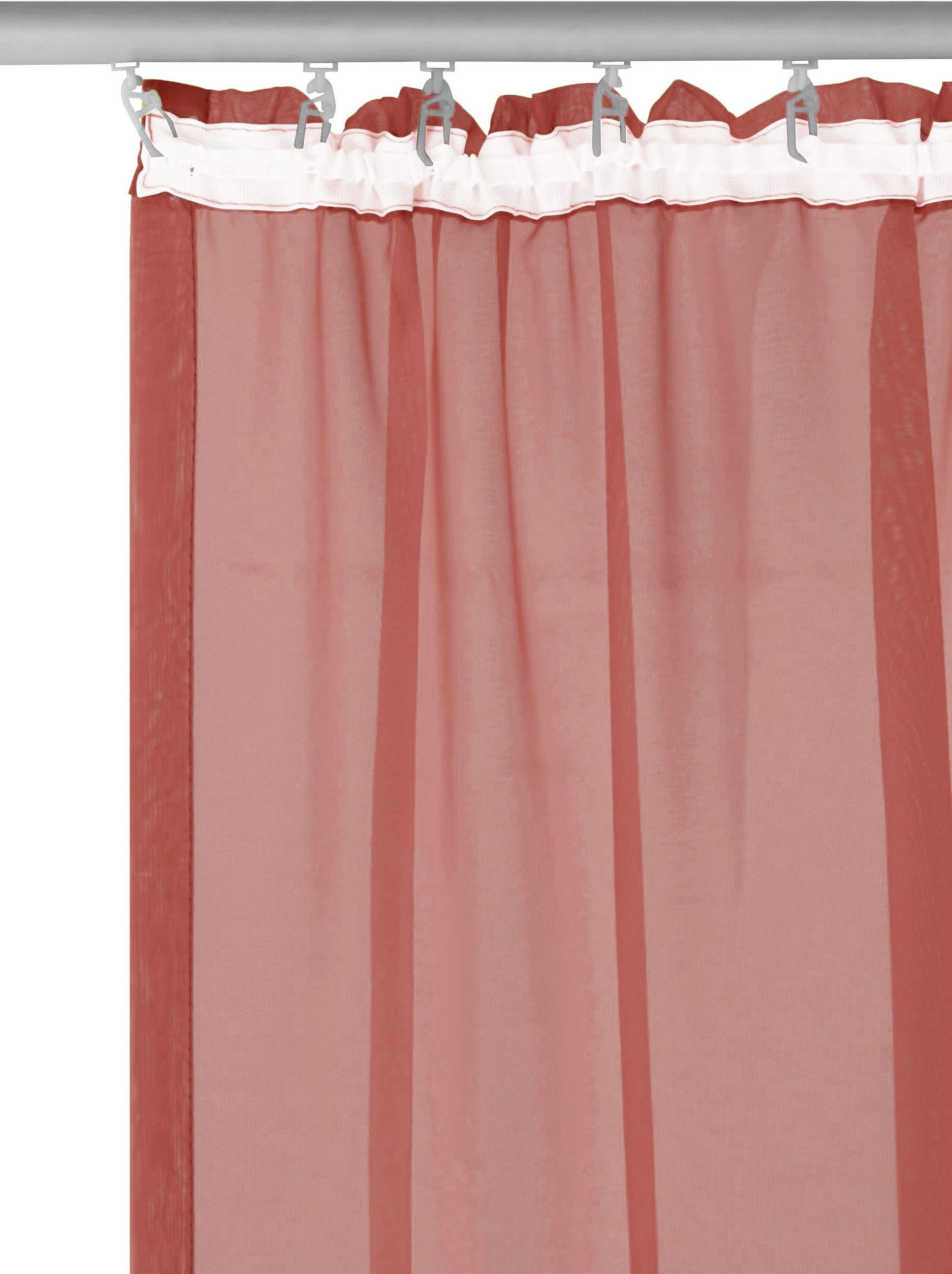 OTTO home Gardine XANA 1er- und 2er-Pack, Kräuselband, Topseller! (1 St), Kräuselband, transparent, Voile, Bestseller, einfarbig, 1 bzw. 2 Schals, pflegeleicht, – Bild 4 von 5