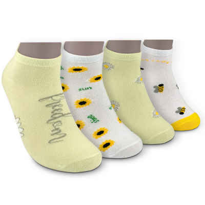 Die Sockenbude Sneakersocken FLOWER - Damen Sneaker in 4 Varianten (Bund, 4-Paar, je Variante) verschiedene Farben