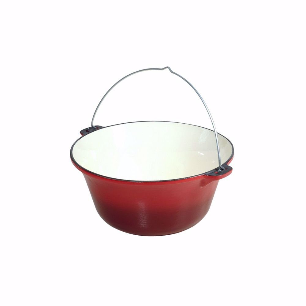 acerto® Feuertopf Gulaschkessel 10,8 Liter rot/weiß emailliert, (1 Stück), Gußeisen | Suppentöpfe