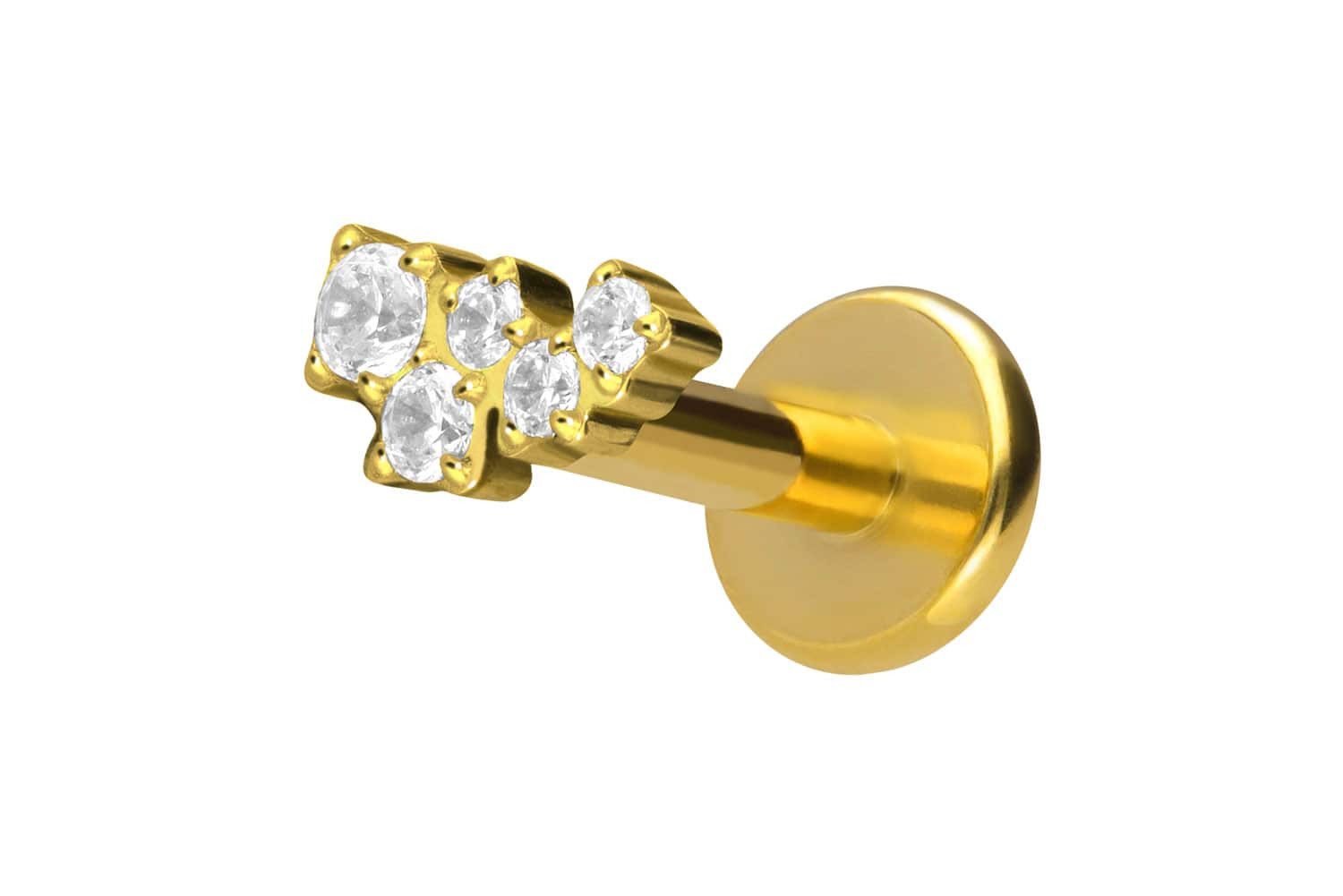 PIERCINGLINE Piercing-Set Titan Labret mit Push Fit KRISTALLWOLKE (Labrets, 1-tlg)