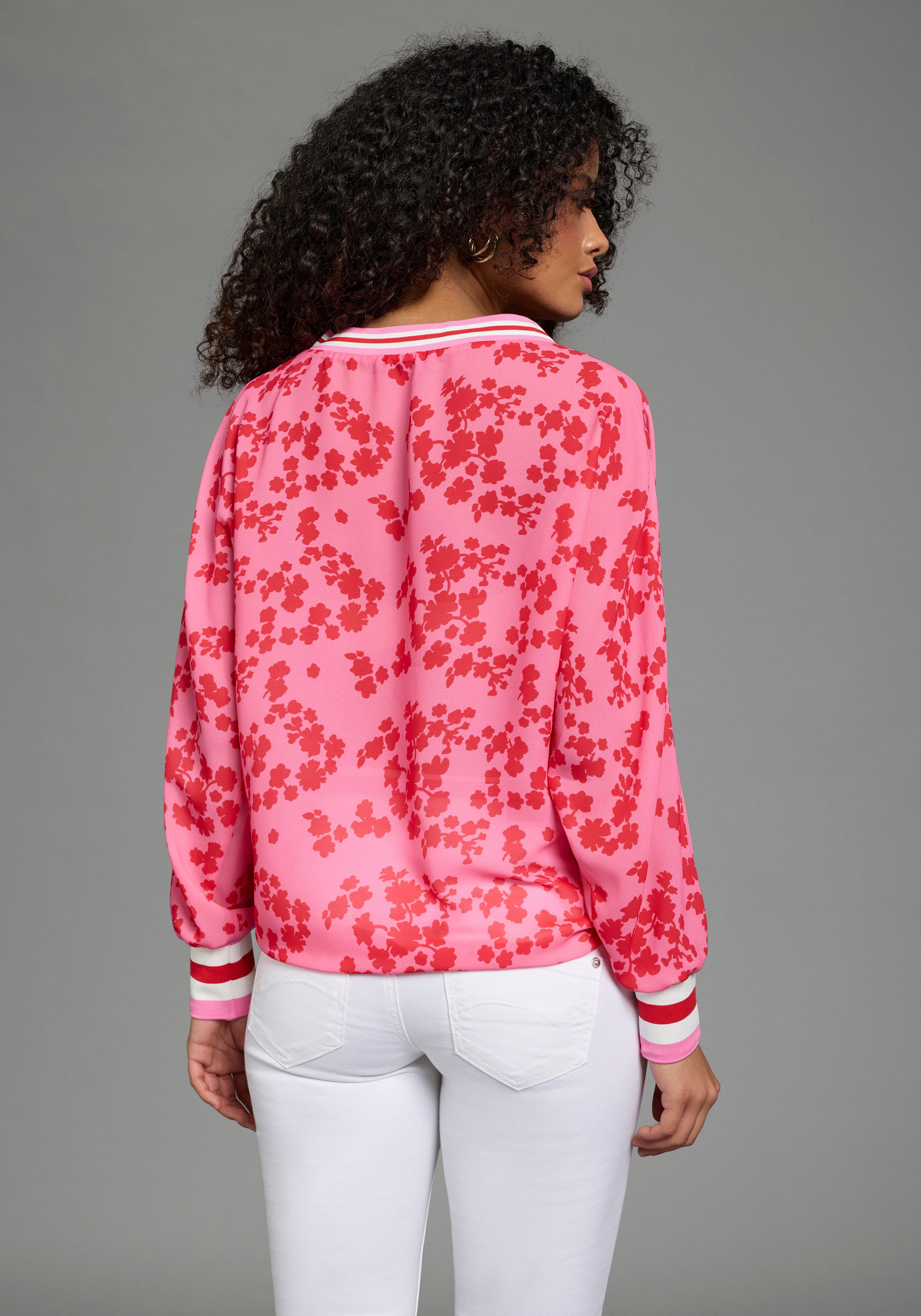 Laura Scott Chiffonbluse leicht transparent, mit Fledermaus-Ärmeln, und V-Ausschnitt