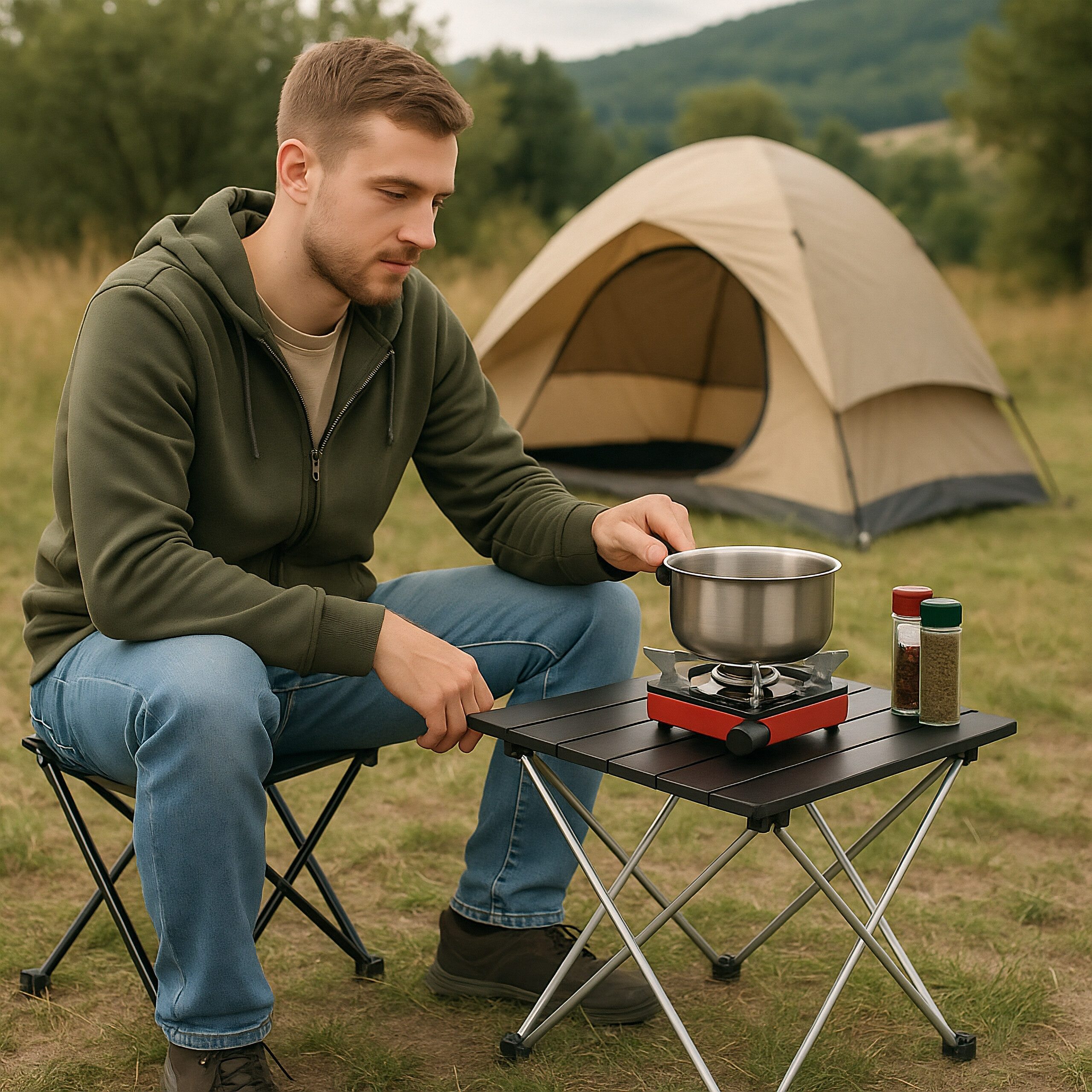 relaxdays Klapptisch Faltbarer Campingtisch aus Aluminium, S günstig online kaufen