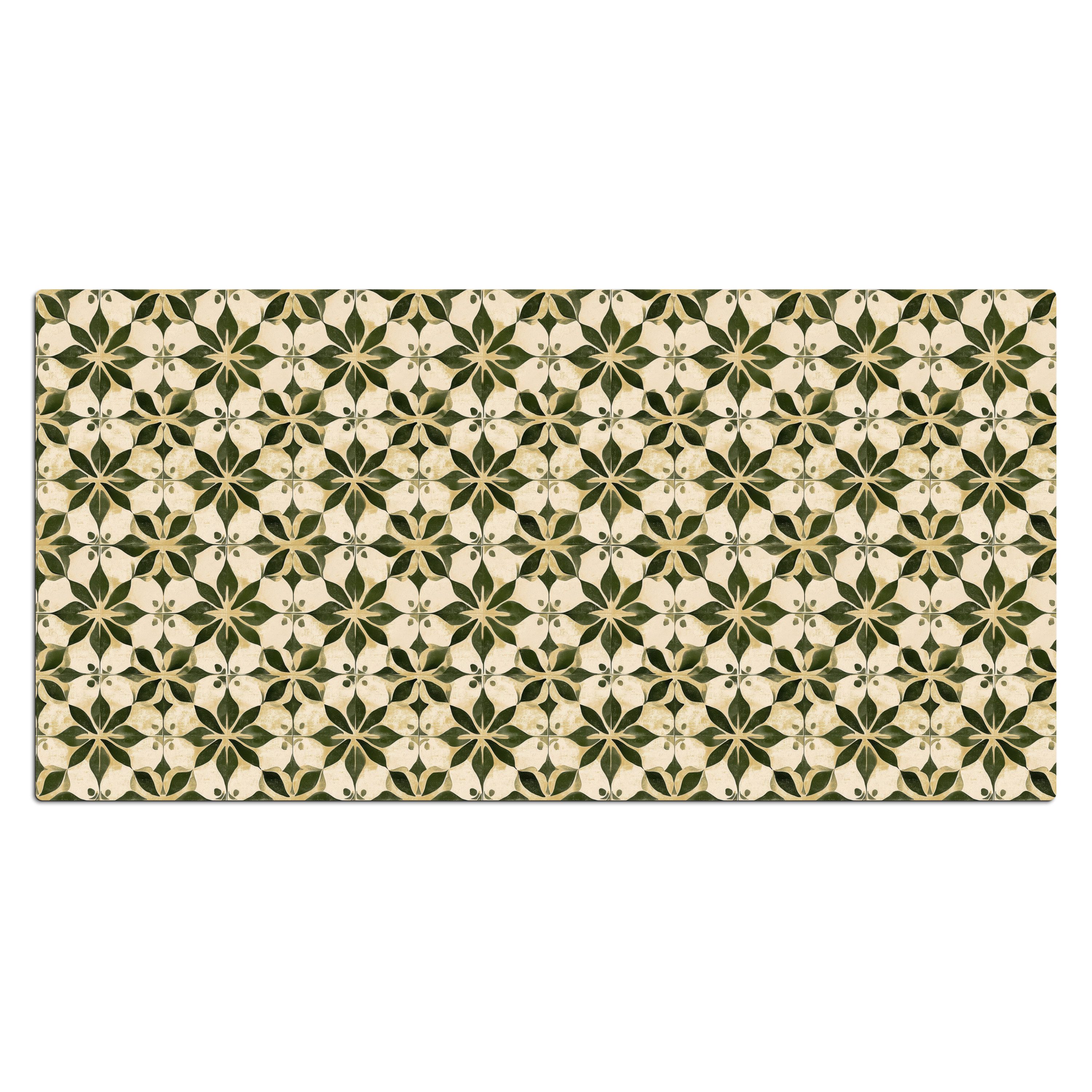 MuchoWow Gaming Mauspad Fliese - Muster - Grün (1-St), Gaming Mauspad XXL, Schreibtischunterlage, Desk Mat Groß, 80x40 cm