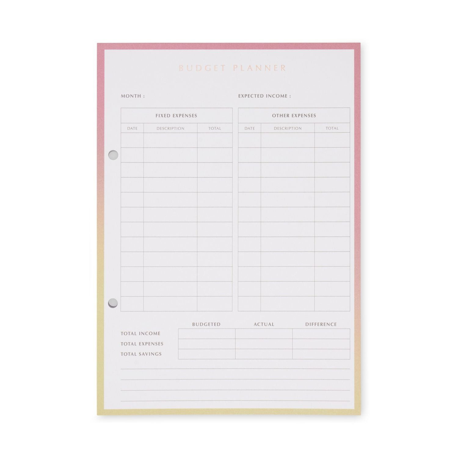 Briefpapier Budget-Planer A5, Pink Matcha