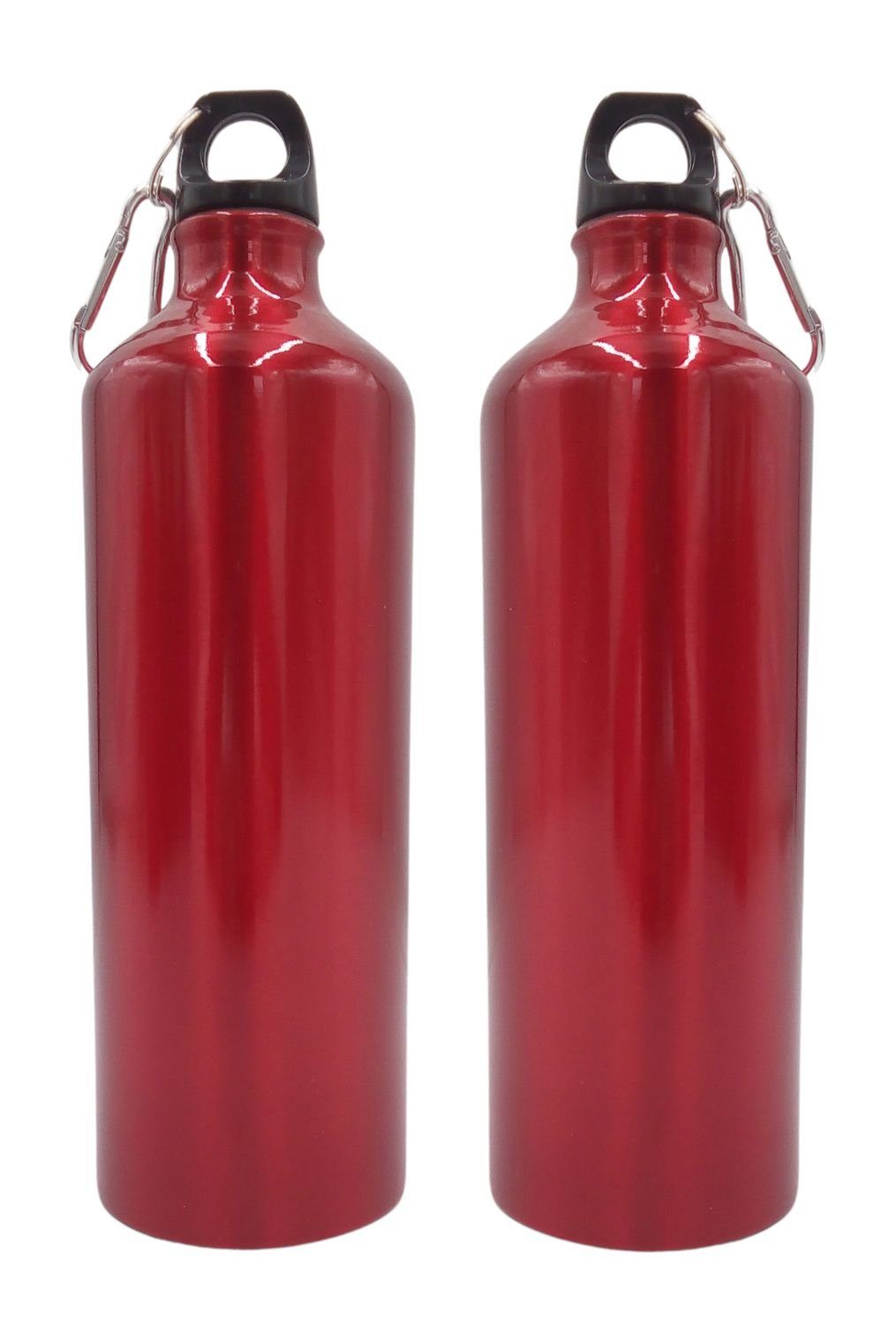 Karabiner Liter 1 Spor 2x mit Aluminium BURI Trinkflasche Wasserflasche Trinkflasche rot