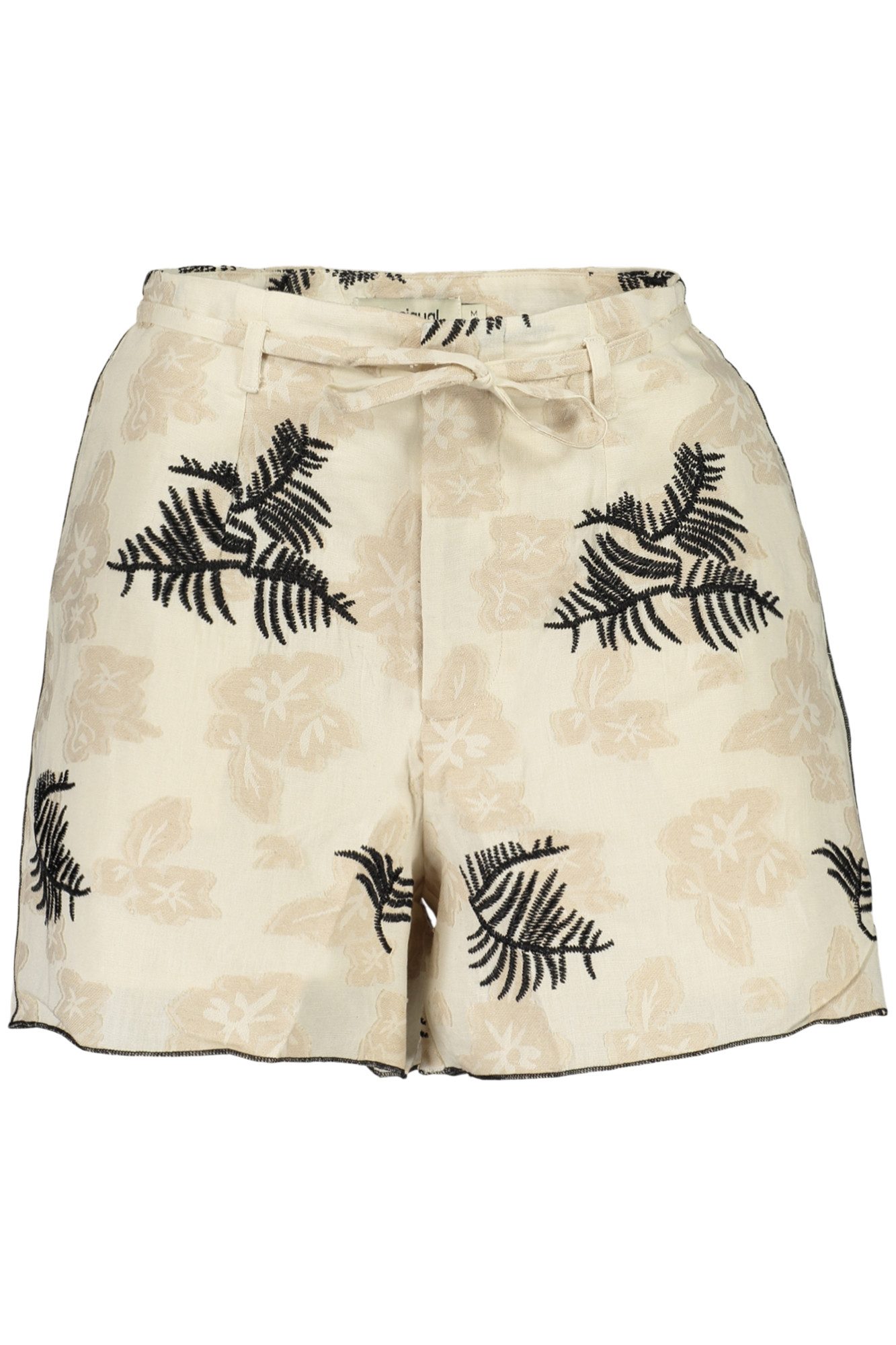Desigual 5-Pocket-Hose Beige Damen Shorts mit Fantasie-Design, Stickerei & Tailenband