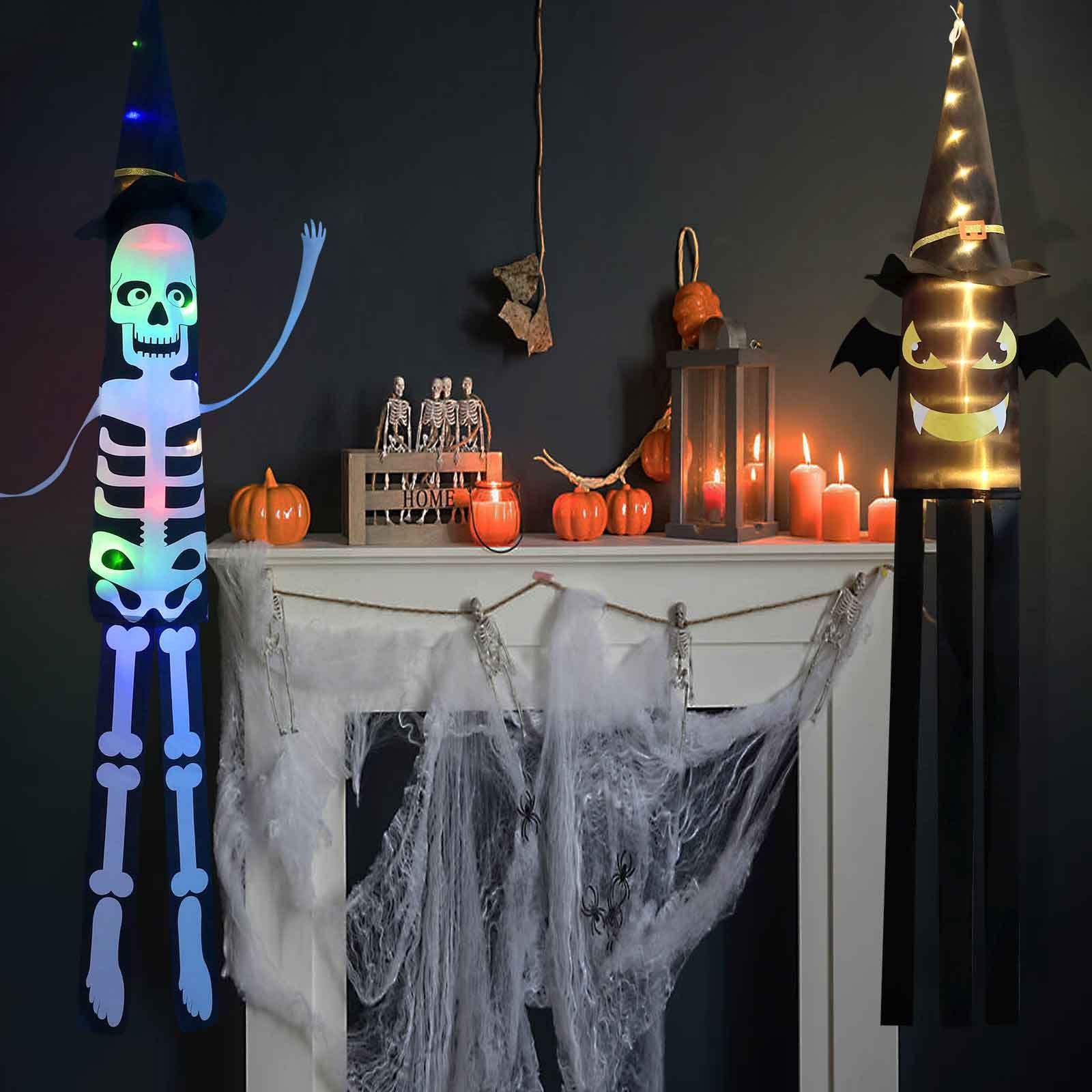 warmweiße Deko Rosnek Halloween für Skelett, St) (1 Party Fledermaus Kürbis Dekoobjekt Horror Geist, Hof