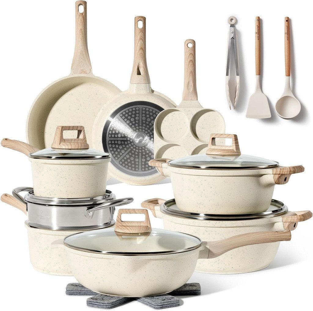 Just Perfecto Kochtopf Just Perfecto 21-teiliges Kochgeschirr-Set aus Granit - Beige