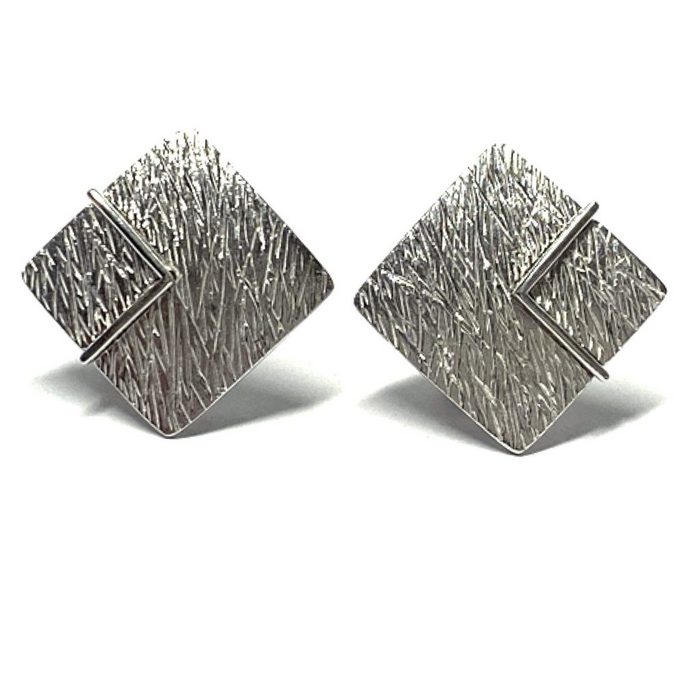 Edelschmiede925 Paar Ohrstecker Ohrringe 925/- Sterling Silber rhodiniert quadrat (Siehe Beschreibung)