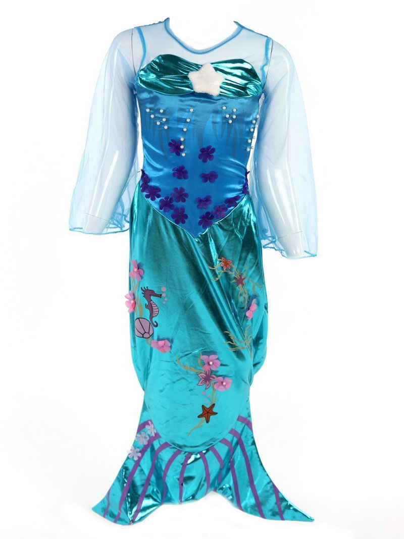 Katara Prinzessin-Kostüm Märchenkleid Meerjungfrau Ariel für Mädchen blau, pink