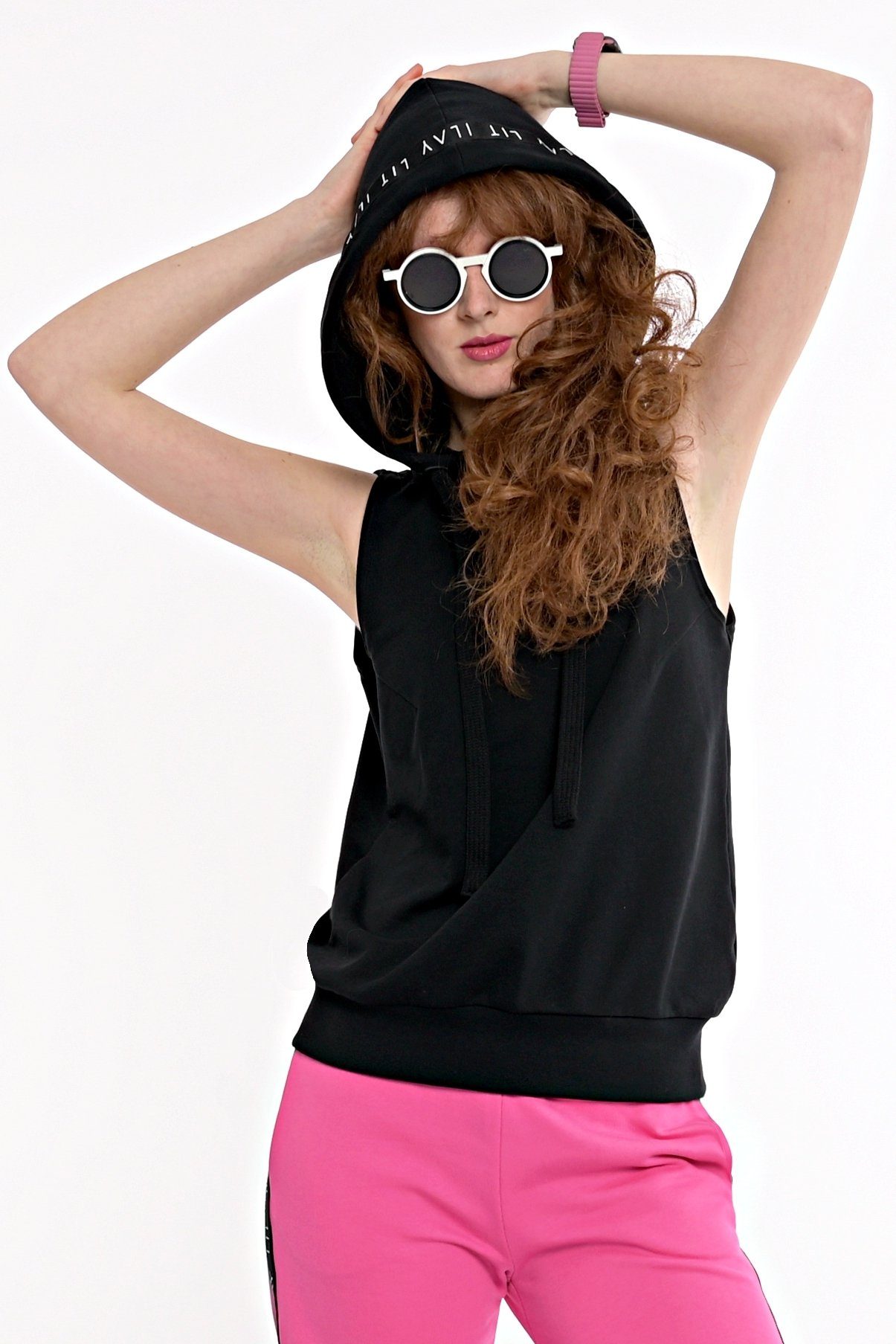 ILAY Lit Hoodie Holy Sleeveless Hoodie Black