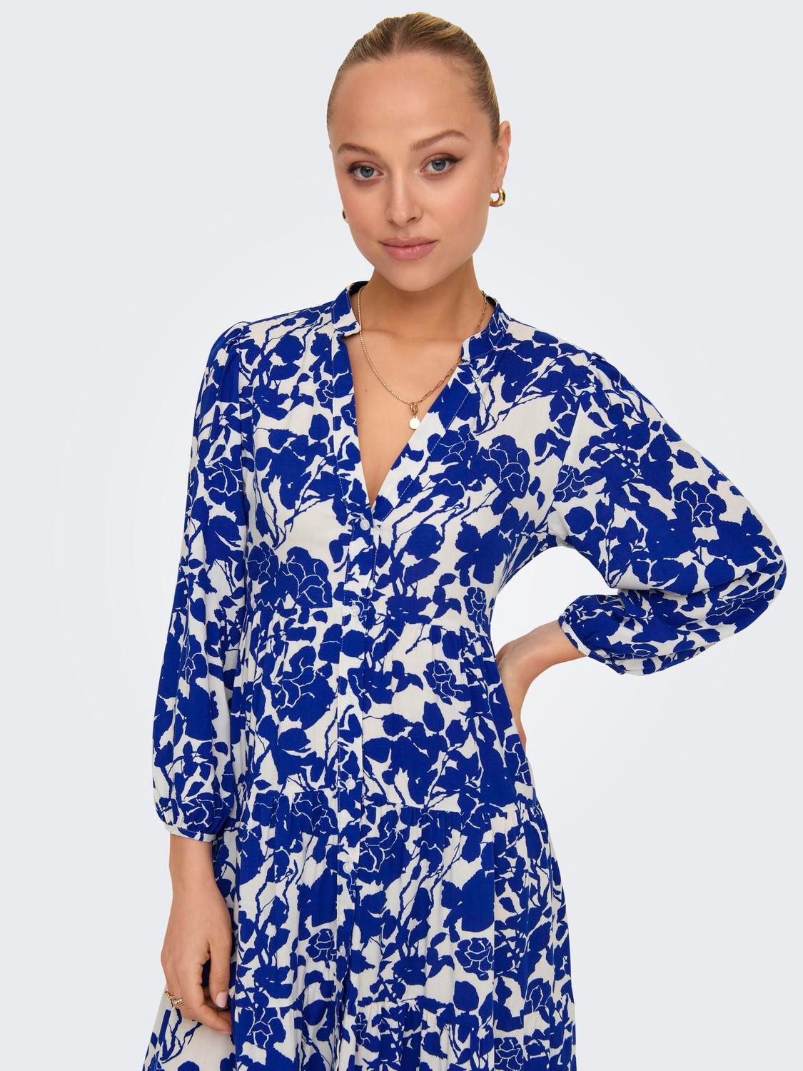 ONLY Tunikakleid ONLMILANA – Tunikakleid aus Viskose mit geblümtem Print geblümt, modisch, loose fit, Viskose, V-Ausschnitt