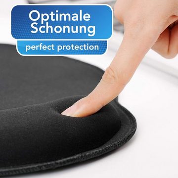 Sidorenko Mauspad Mauspad mit Gelkissen - 26x23cm - Ergonomisches Mauspad mit Vernähte Kanten - Mousepad mit Handauflage für schonende Handgelenk Haltung - schwarz