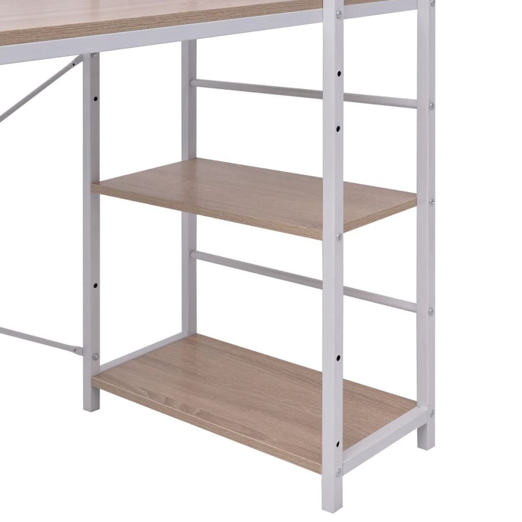 vidaXL Schreibtisch Schreibtisch mit Bücherregal mit 4 Böden Eiche