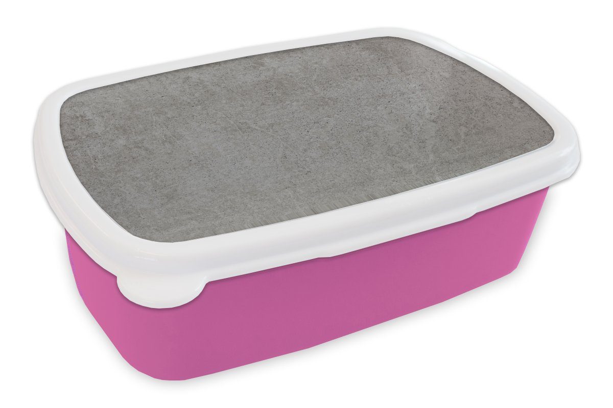 MuchoWow Lunchbox Beton - Grau - Dots - Kies, Kunststoff, (2-tlg), Brotbox für Erwachsene, Brotdose Kinder, Snackbox, Mädchen, Kunststoff rosa