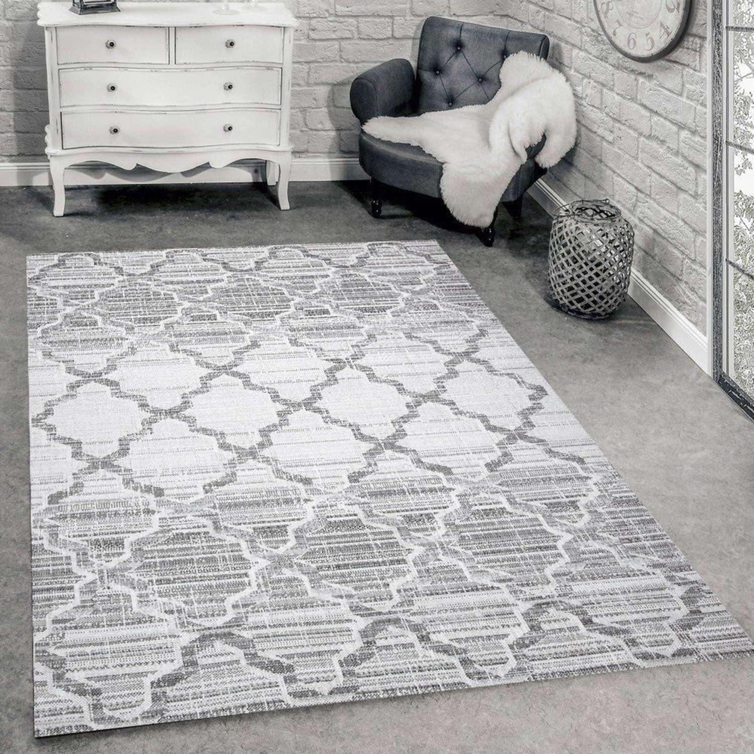 Jungengel Textilien Teppich Karo Silber/Grau 120x160cm günstig online kaufen