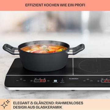 Klarstein Induktions-Kochfeld GQY6-VariCookNeo-Mat GQY6-VariCookNeo-Mat, Doppel Kochfelder Induktion Hob 2 Zonen 3500 W Touch