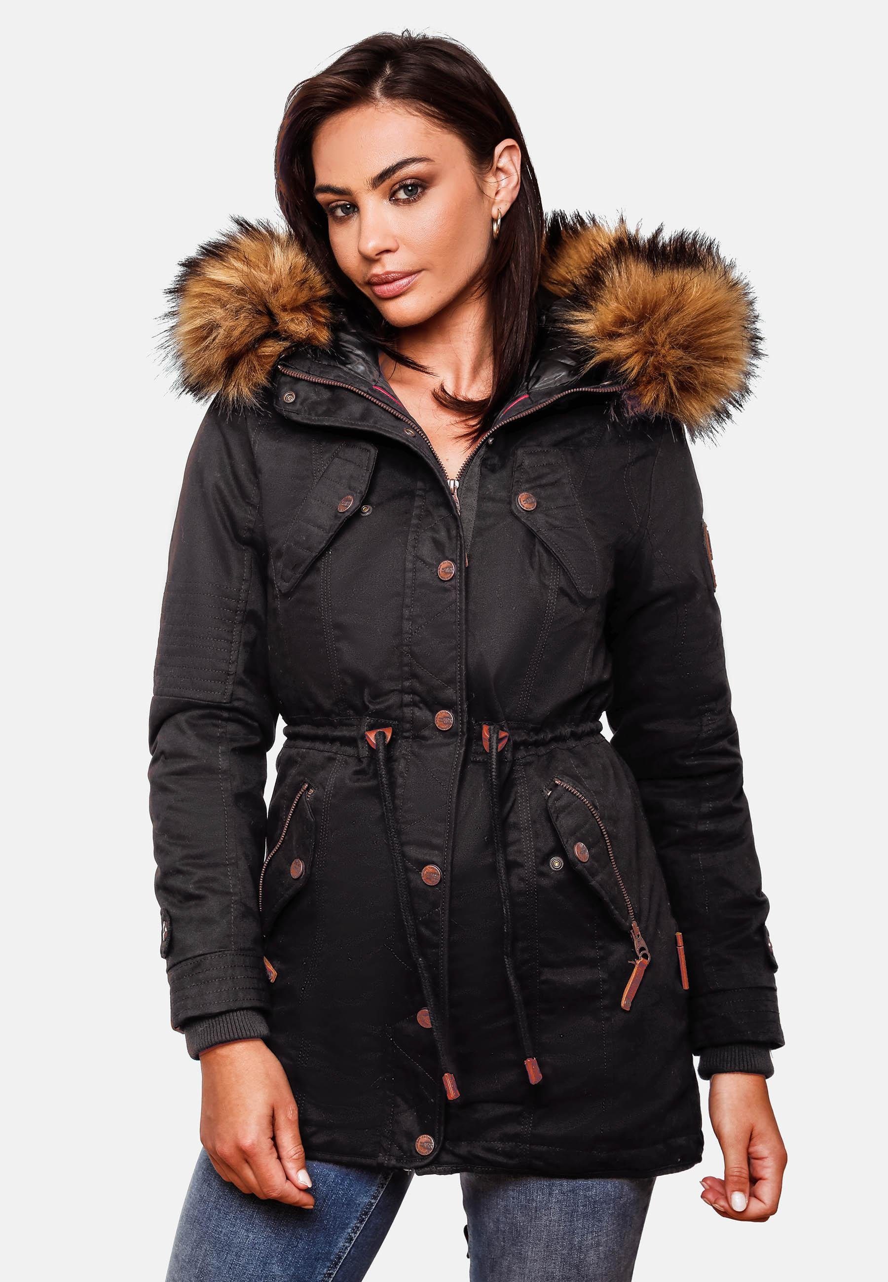 Marikoo Wintermantel La Viva Prc stylischer Winterparka mit abnehmbarem Kunstfell – Bild 5 von 5