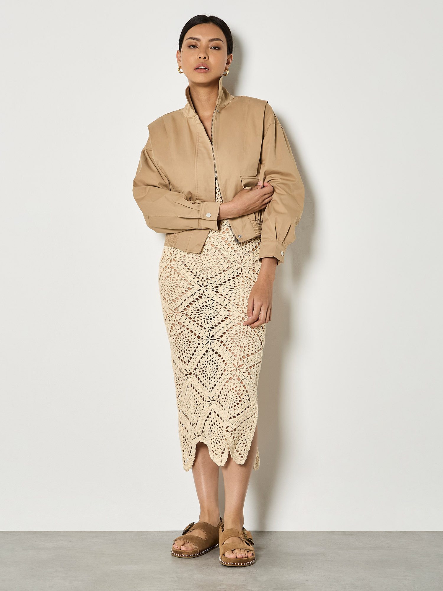 Apricot Bomberjacke Bomberjacke mit Falten Elastischer Bund günstig online kaufen