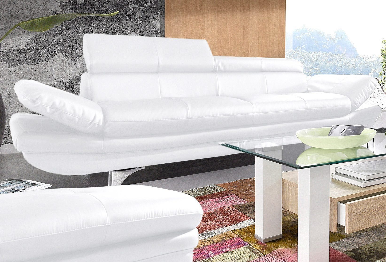 COTTA Polstergarnitur Enterprise, (Set), Set bestehend aus: 3-Sitzer mit Arm- & Kopfteilverstellung & Hocker