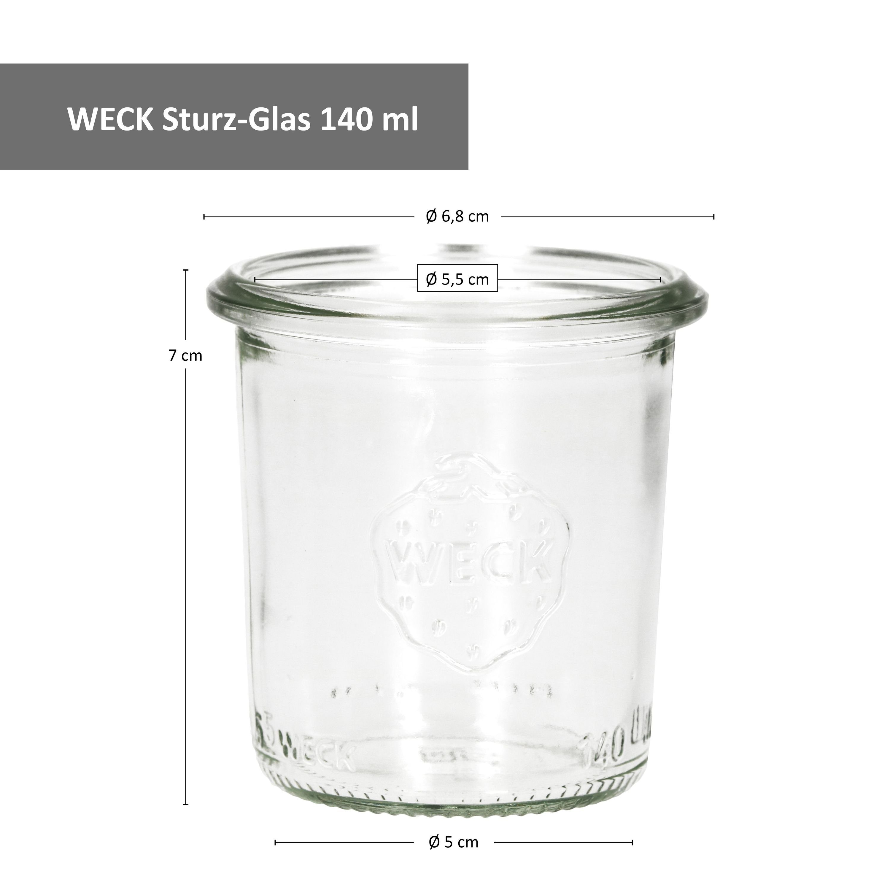140ml, 12er MamboCat Glas mit Einmachglas Frischhalte-Deckel Set Sturzglas Weckgläser MamboCat