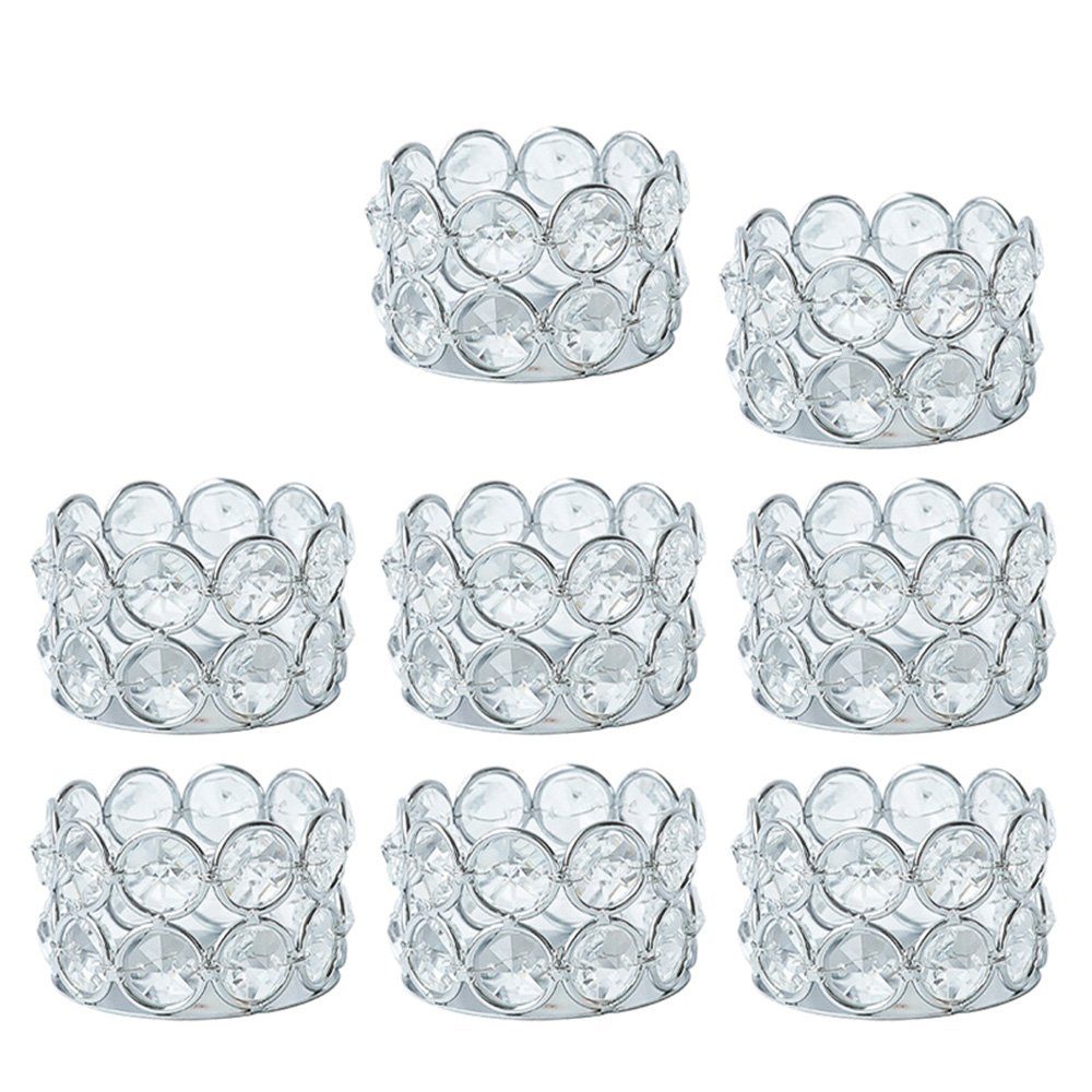 HIBNOPN Kerzenständer Kristall Teelicht Kerzenständer Silber, Deko für Tische, 8 Stück (8 St)