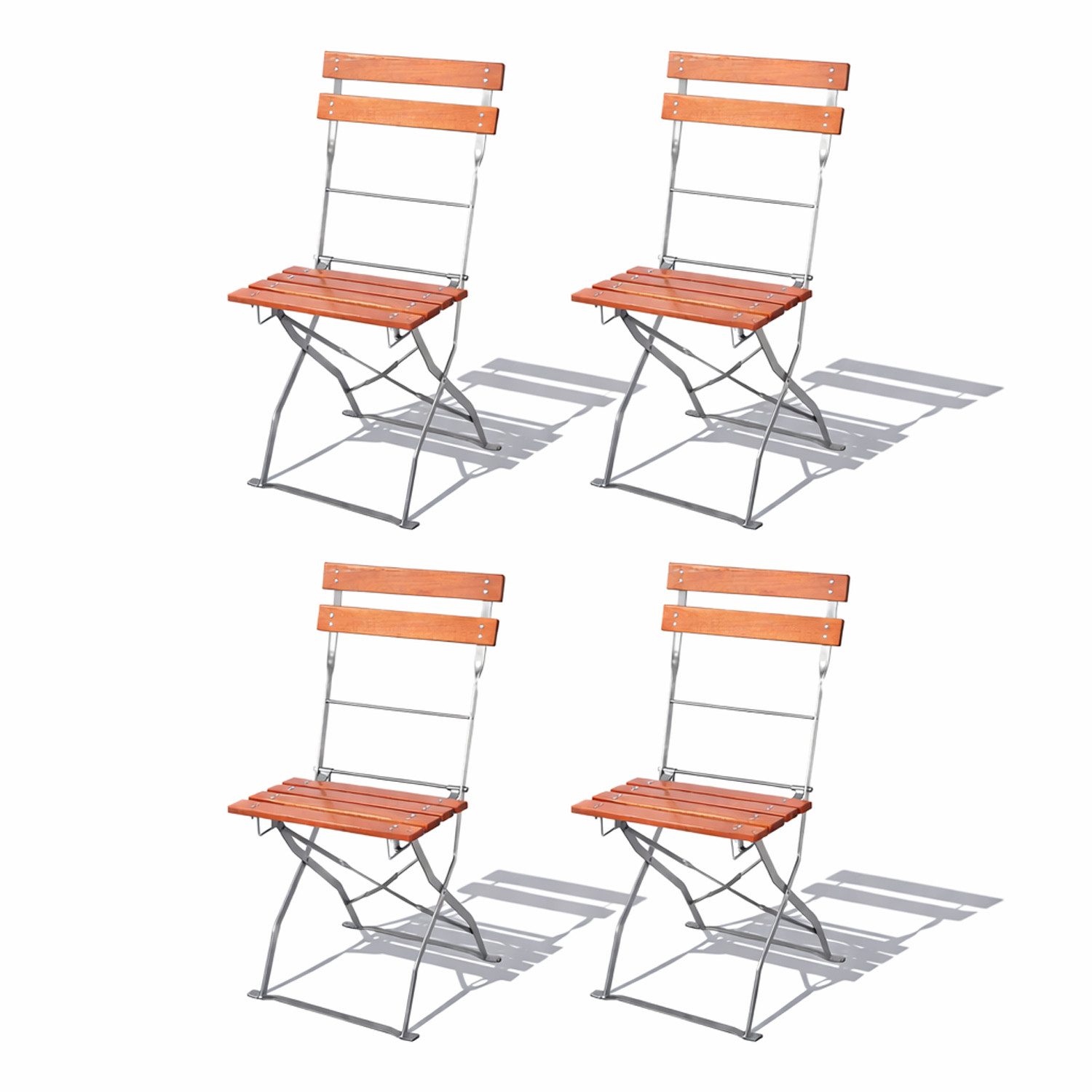 Mojawo Armlehnstuhl 4 Stk Biergarten Klappstuhl Gartenstuhl Akazie Stahl pulverbeschichtet