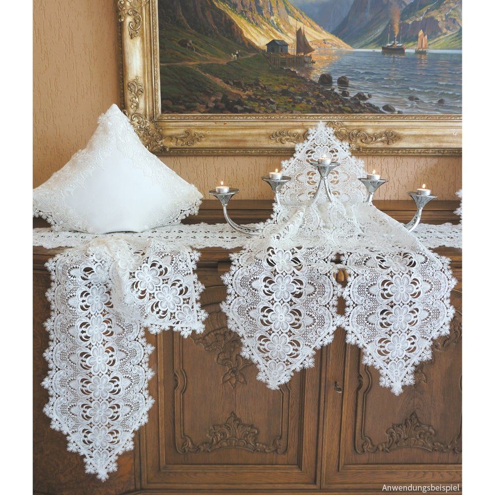 matches21 HOME & HOBBY Kissenbezüge Kissen-Bezug Blumen Spitze woll-weiß fl günstig online kaufen