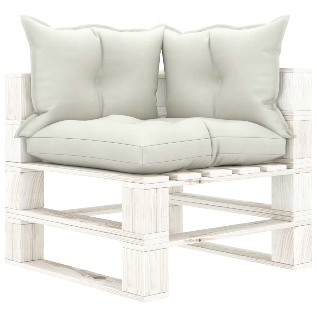 Kissen Beige Holz, Garten-Palettensofa Loungesofa Weiß Beige mit 1 2-Sitzer vidaXL Teile in