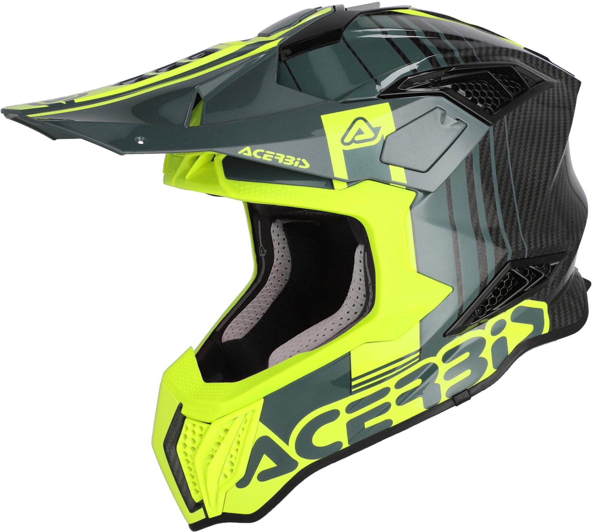 Acerbis Motocrosshelm Airstrike-C Graphic Carbon Motocross Helm, Notfallsystem-polsterung (eqrs),herausnehmbares Innenfutter