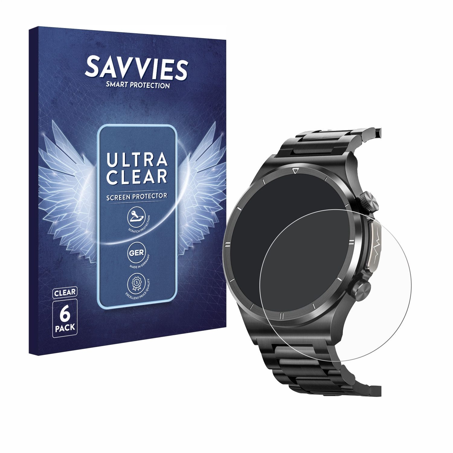 Savvies Displayschutzfolie Schutzfolie für Banlvs Smartwatch 1.39", 6 Stück, Displayschutz Schutz Folie Klar Transparent