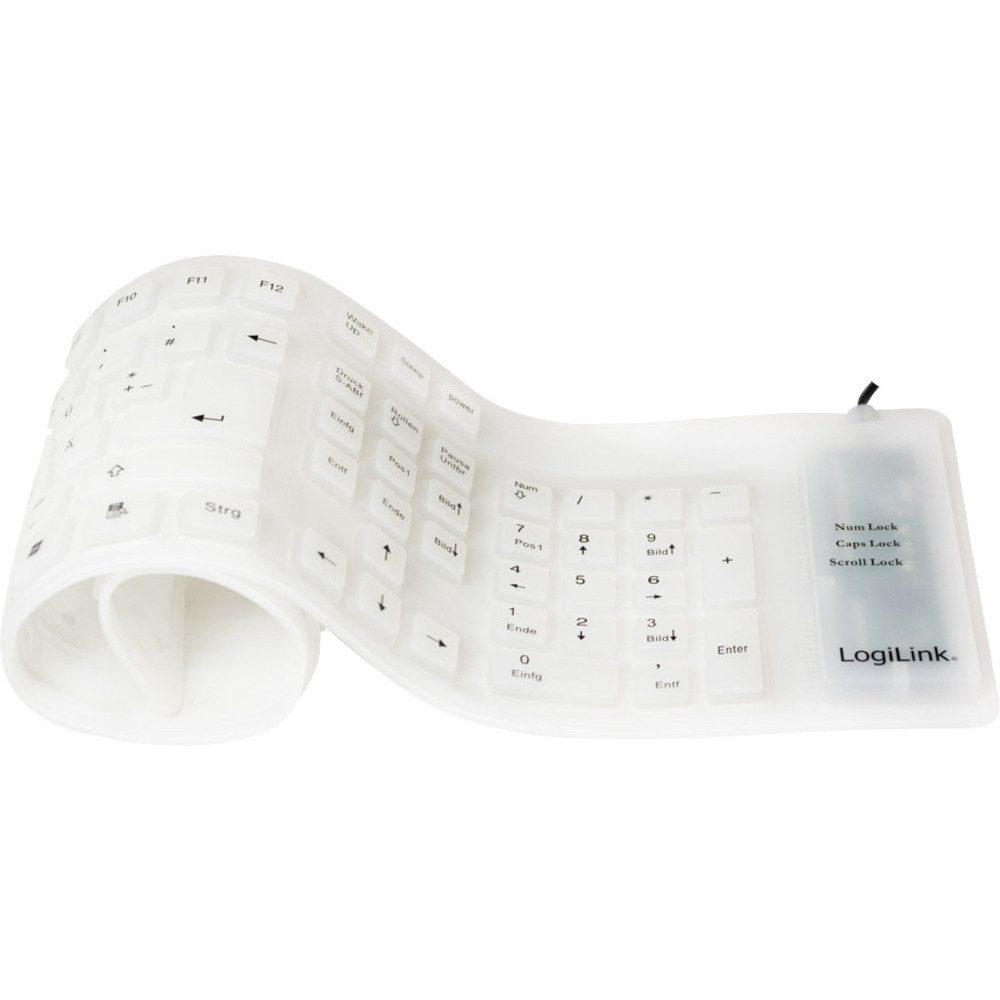 LogiLink LogiLink ID0018A USB Tastatur Deutsch, QWERTZ Weiß Faltbar, Spritzwass Tastatur