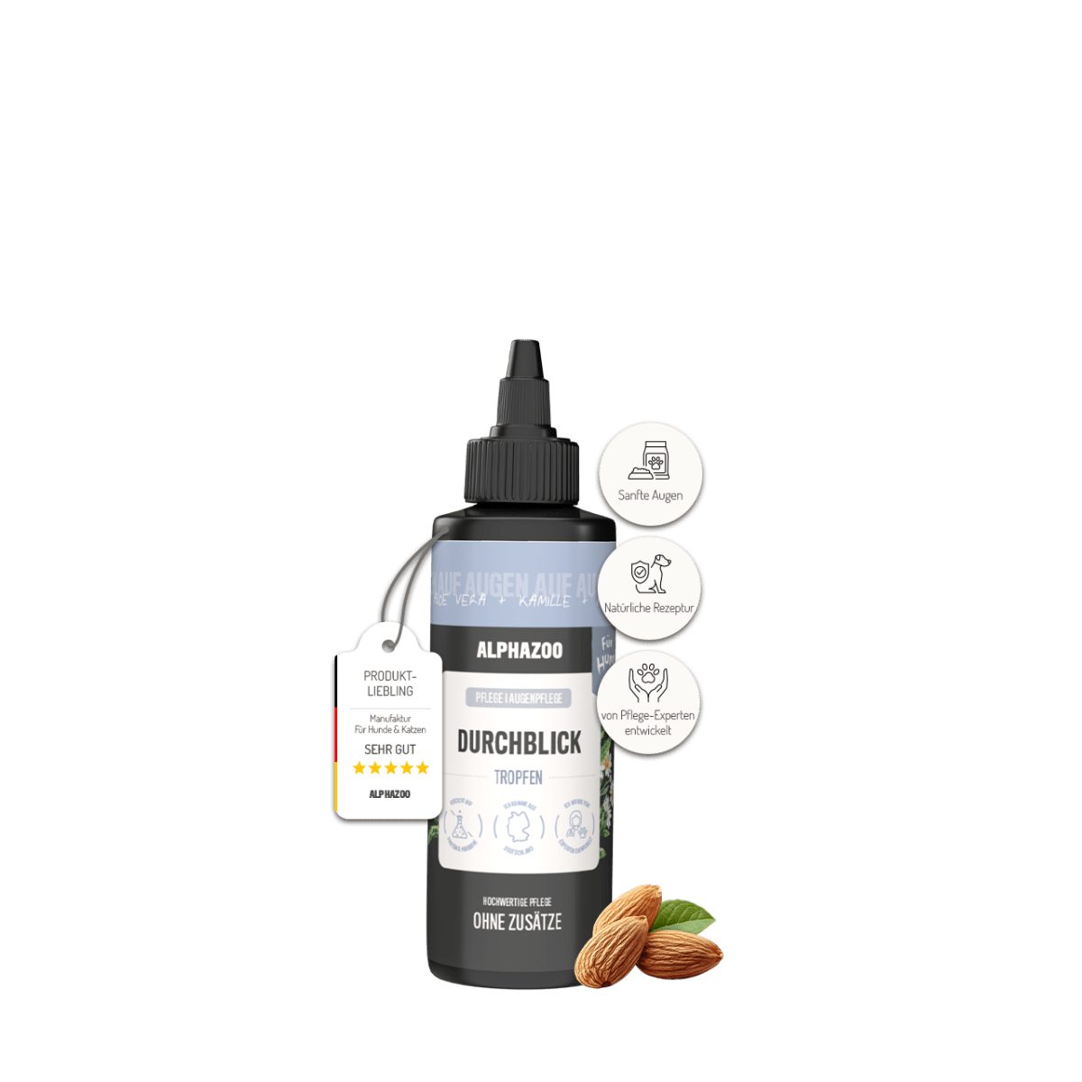 ALPHAZOO Tier-Hautpflegemittel Durchblick Augenpflege für Hunde 100ml, 100 ml, (1-St., Äußerer Augenreiniger), Sanften Reinigung von Tränenflecken und Schmutz