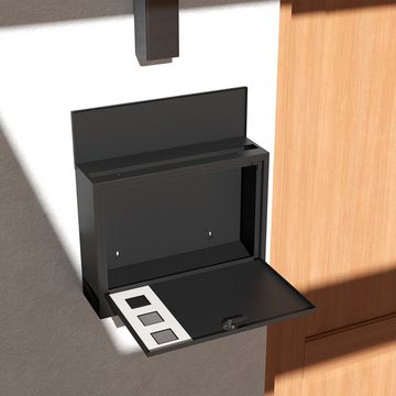 HOMCOM Briefkasten Postkasten mit 2 Schlüssel, Wandbriefkasten mit Zeitungsfach (Postfach, 1-St., Posteingang), Wasserabweisend, 36,5 x 11,5 x 29 cm, Schwarz
