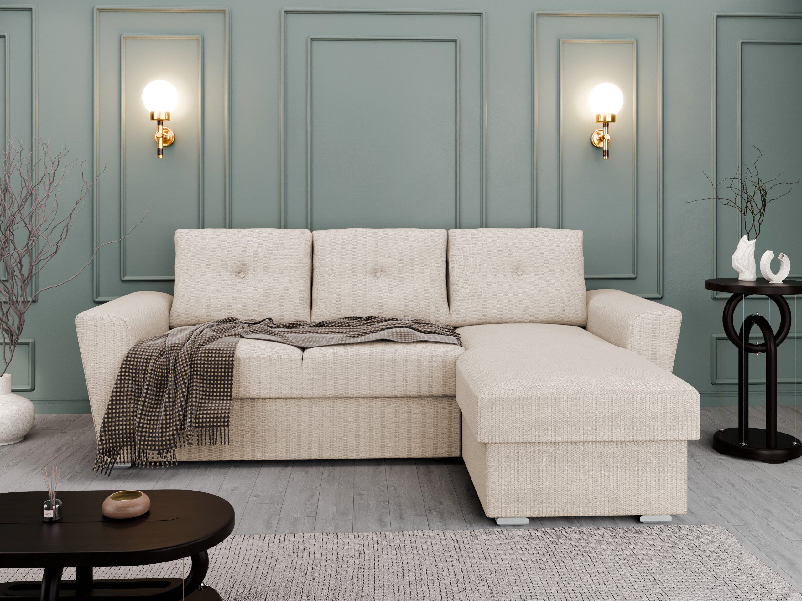 PANDA MÖBEL GmbH Ecksofa L-Form Bellano- links oder rechts montierbarmit Bettfunktion